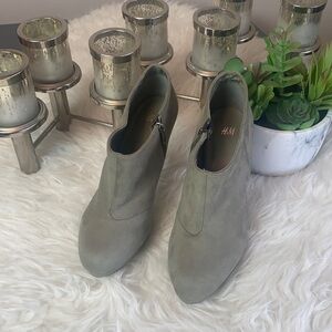 H&m Grey High Heel Ankle Boots Size 8